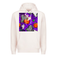 Pale Pink tombstone and ghosts seamless paternal Premium Hoodie - BundleAndBundleShop