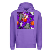 Purple tombstone and ghosts seamless paternal Premium Hoodie - BundleAndBundleShop