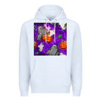 White tombstone and ghosts seamless paternal Premium Hoodie - BundleAndBundleShop