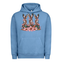 Pigment Pebble Blue rabbits with blossom flower Urban Hoodie - Artiststas