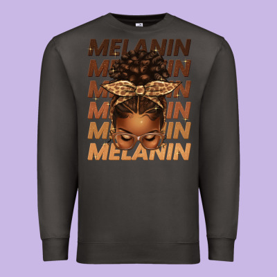 Melanin Afro Messy Bun Premium Sweatshirt Designed By Texasbilliewilder