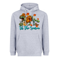 Heather Grey t rex tis the season Heavyweight Hoodie - RanaPortraitStore