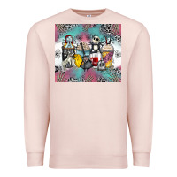 Pale Pink cartoon characters coffee cups Premium Sweatshirt - Zillion Design Studio