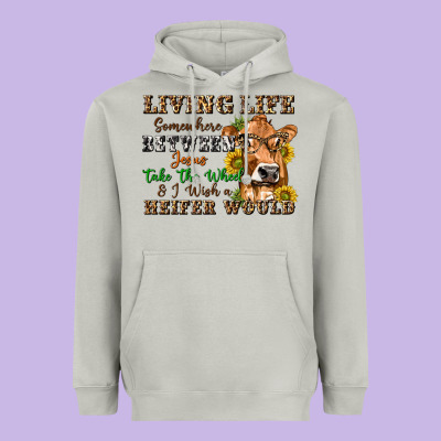 Living Life Somewhere Between Jesus Take The Wheel Heavyweight Hoodie Designed By Texasbilliewilder