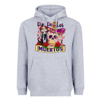 Heather Grey dia de los muertos Heavyweight Hoodie - Zillion Design Studio