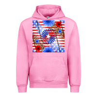 Fuchsia Pink patriotic usa flag and sunflower Urban Hoodie - BundleAndBundleShop