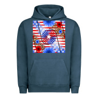 Pigment Midnight Navy patriotic usa flag and sunflower Urban Hoodie - BundleAndBundleShop
