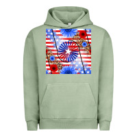 Pigment Oil Green patriotic usa flag and sunflower Urban Hoodie - BundleAndBundleShop