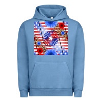 Pigment Pebble Blue patriotic usa flag and sunflower Urban Hoodie - BundleAndBundleShop