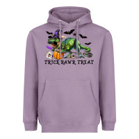 Lavender T-Rex Trick Rawr Treat Heavyweight Hoodie - RanaPortraitStore
