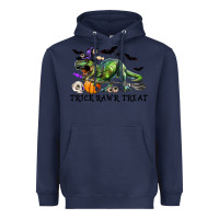 Navy T-Rex Trick Rawr Treat Heavyweight Hoodie - RanaPortraitStore
