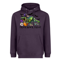 Plum T-Rex Trick Rawr Treat Heavyweight Hoodie - RanaPortraitStore
