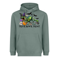 Sage T-Rex Trick Rawr Treat Heavyweight Hoodie - RanaPortraitStore