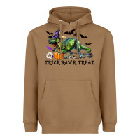 Toasted Coconut T-Rex Trick Rawr Treat Heavyweight Hoodie - RanaPortraitStore