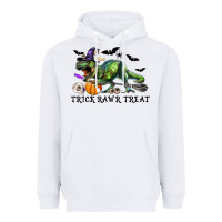 White T-Rex Trick Rawr Treat Heavyweight Hoodie - RanaPortraitStore