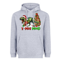 Heather Grey t rex x mas mood Heavyweight Hoodie - RanaPortraitStore