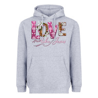Heather Grey love like jesus Heavyweight Hoodie - texasbilliewilder