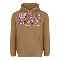 Toasted Coconut love like jesus Heavyweight Hoodie - texasbilliewilder