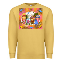 Antique Gold cartoon characters coffee cups Premium Sweatshirt - Zillion Design Studio