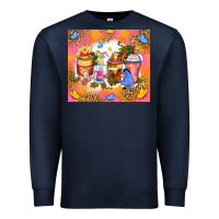 Navy cartoon characters coffee cups Premium Sweatshirt - Zillion Design Studio