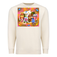 Sandshell cartoon characters coffee cups Premium Sweatshirt - Zillion Design Studio