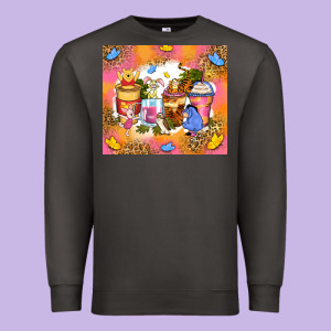 Cartoon Characters Coffee Cups Premium Sweatshirt Designed By Zillion Design Studio