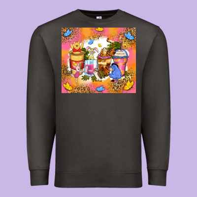 Cartoon Characters Coffee Cups Premium Sweatshirt Designed By Zillion Design Studio
