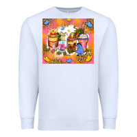 White cartoon characters coffee cups Premium Sweatshirt - Zillion Design Studio