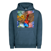 Pigment Midnight Navy statue of liberty american flag Urban Hoodie - BundleAndBundleShop