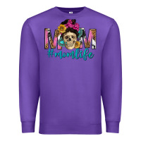 Purple mom life with skull Premium Sweatshirt - texasbilliewilder