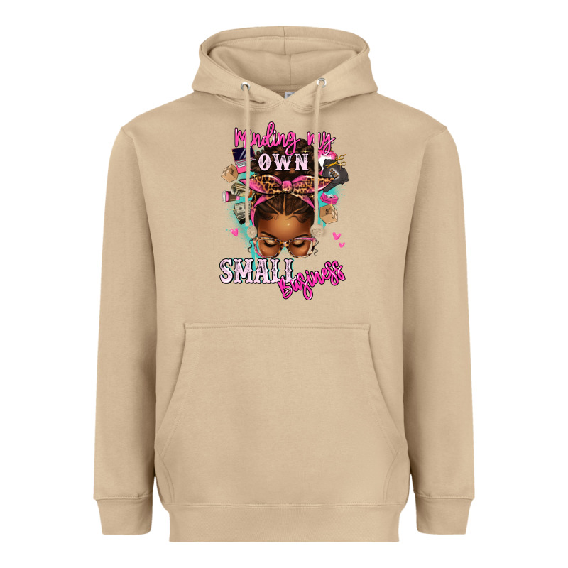 Minding My Own Small Business Afro Messy Bun Heavyweight Hoodie by texasbilliewilder | Teevron