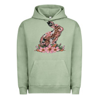 Pigment Oil Green bunny with blossom flower Urban Hoodie - Artiststas