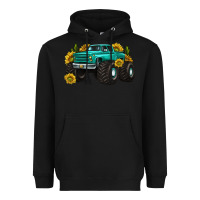 Black monster truck with sunflower western Heavyweight Hoodie - texasbilliewilder