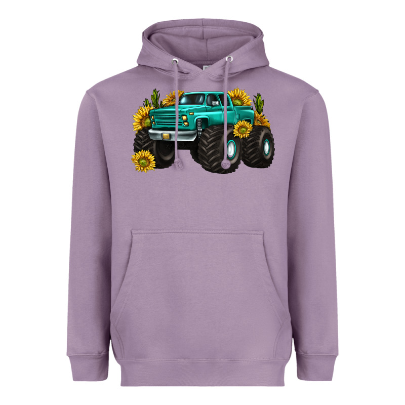 Monster Truck With Sunflower Western Heavyweight Hoodie by texasbilliewilder | Teevron