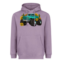 Lavender monster truck with sunflower western Heavyweight Hoodie - texasbilliewilder