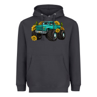 Smoke monster truck with sunflower western Heavyweight Hoodie - texasbilliewilder