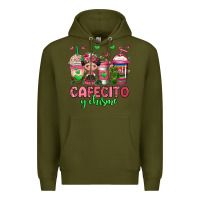 Army Green cafecito y chisme coffee cups Premium Hoodie - Jasminsmagicworld