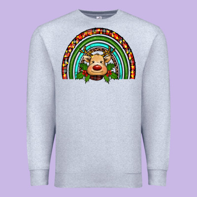 Reindeer Rainbow Christmas Premium Sweatshirt Designed By Ranaportraitstore