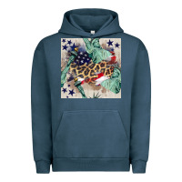 Pigment Midnight Navy statue of liberty leopard Urban Hoodie - BundleAndBundleShop