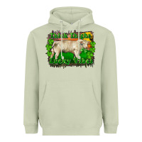 Matcha Thick Thighs Lucky Vibes Charolais Bull Heavyweight Hoodie - RanaPortraitStore