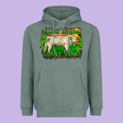 Heavyweight Hoodie Thick Thighs Lucky Vibes Charolais Bull