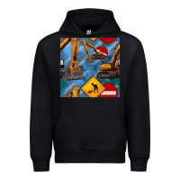 Black excavator seamless pattern Urban Hoodie - BundleAndBundleShop