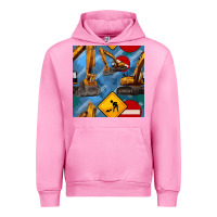 Fuchsia Pink excavator seamless pattern Urban Hoodie - BundleAndBundleShop