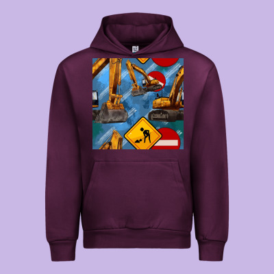 Excavator Seamless Pattern Urban Hoodie Designed By Bundleandbundleshop