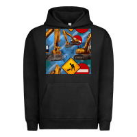 Pigment Black excavator seamless pattern Urban Hoodie - BundleAndBundleShop