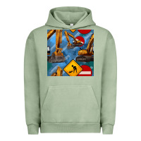 Pigment Oil Green excavator seamless pattern Urban Hoodie - BundleAndBundleShop
