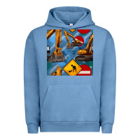 Pigment Pebble Blue excavator seamless pattern Urban Hoodie - BundleAndBundleShop
