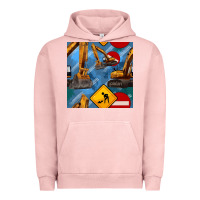 Pigment Salmon excavator seamless pattern Urban Hoodie - BundleAndBundleShop
