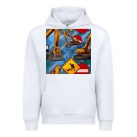 White excavator seamless pattern Urban Hoodie - BundleAndBundleShop