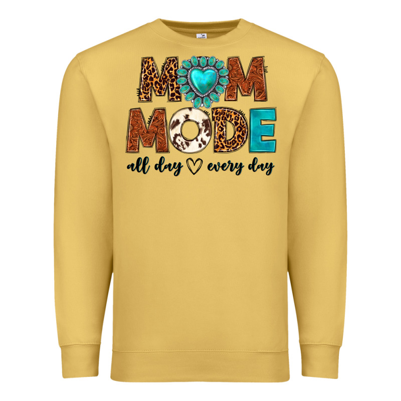 Mom Mode All Day Every Day Premium Sweatshirt by texasbilliewilder | Teevron
